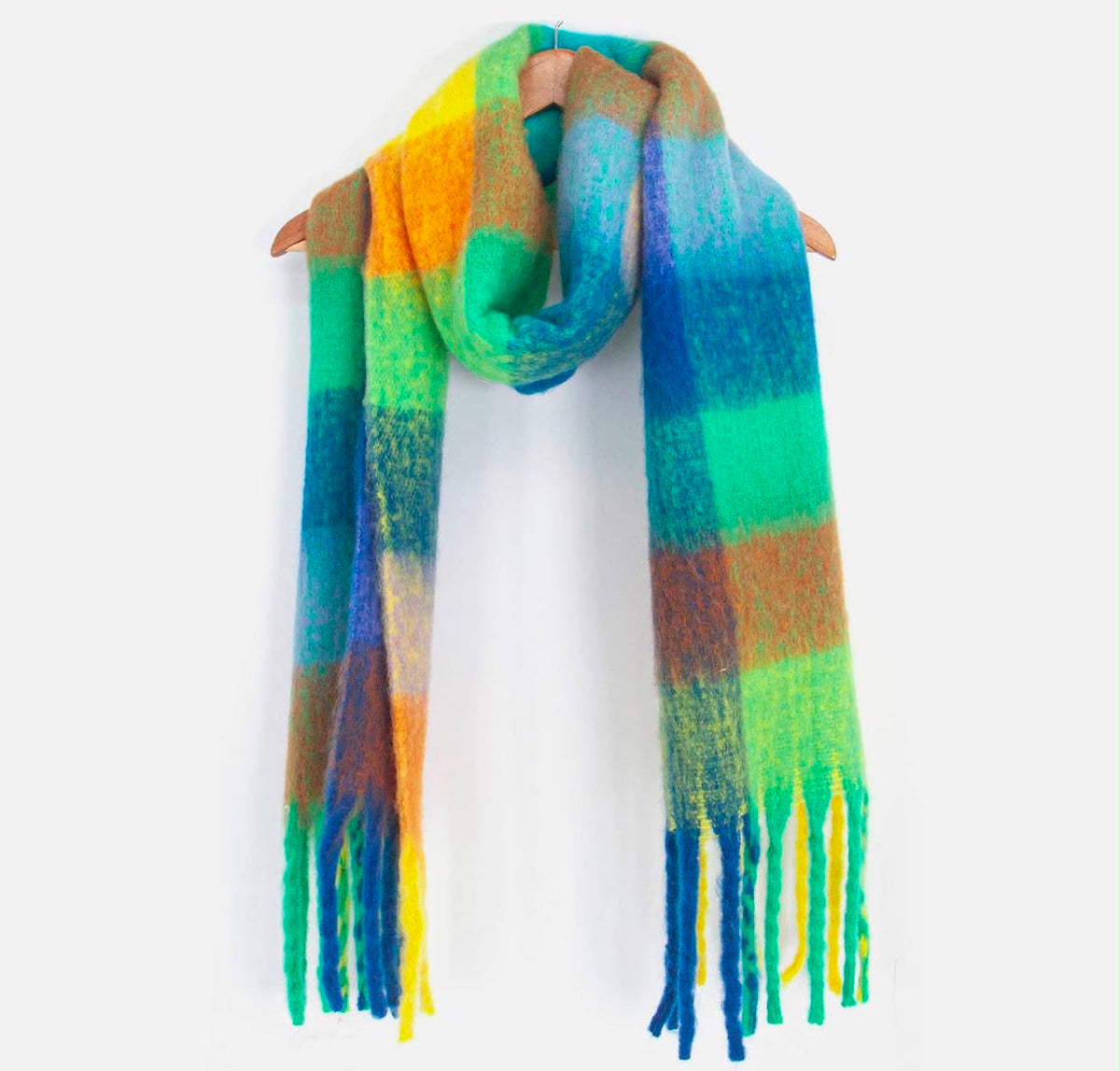 Green / blue colour block scarf