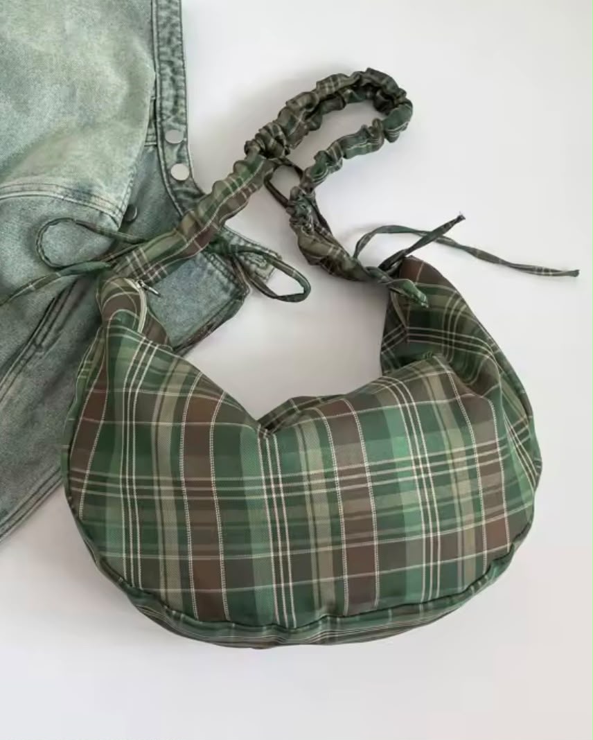 Green Plaid Crossbody Bag