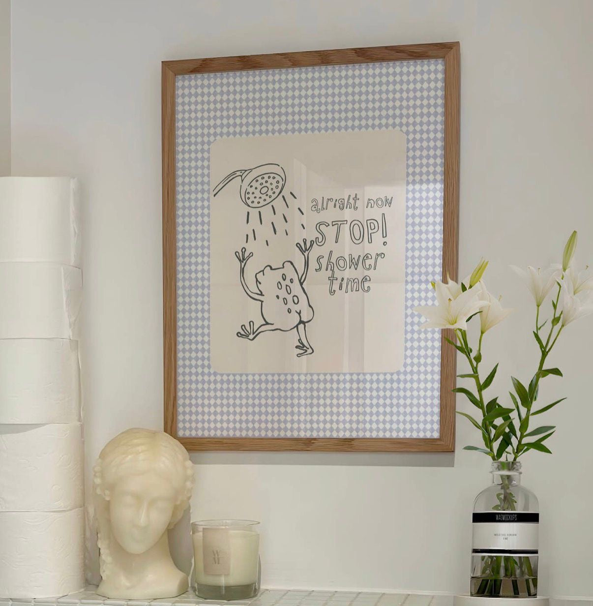 Stop, Shower Time Bathroom Print