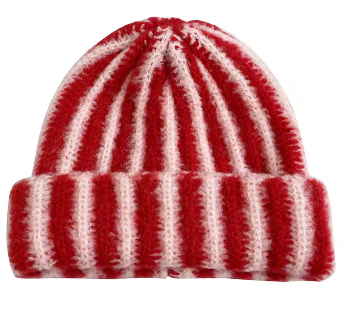 Knitted Beanie - Red & White