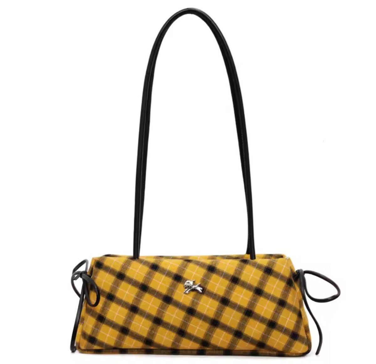 Yellow Plaid Long Handle Bag