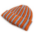 Knitted Beanie - Orange & Blue