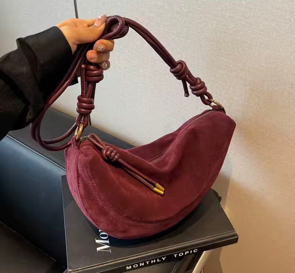 Faux Suede Saddle Bag