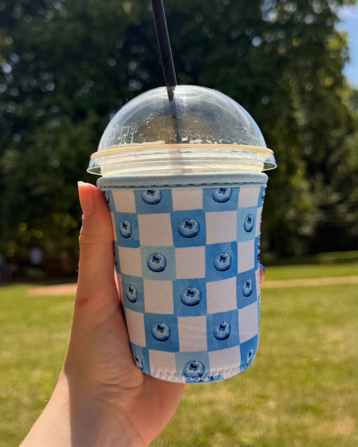 Blueberry Gingham Drink Sleeve