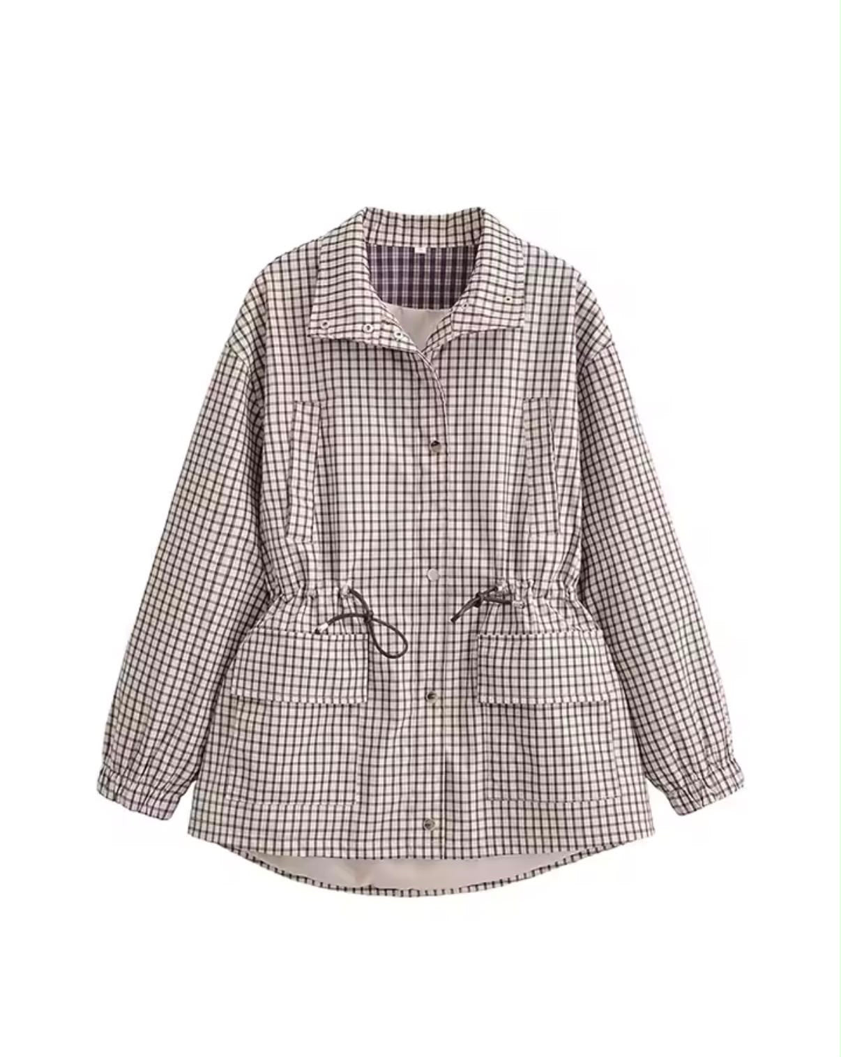Check Drawstring Jacket