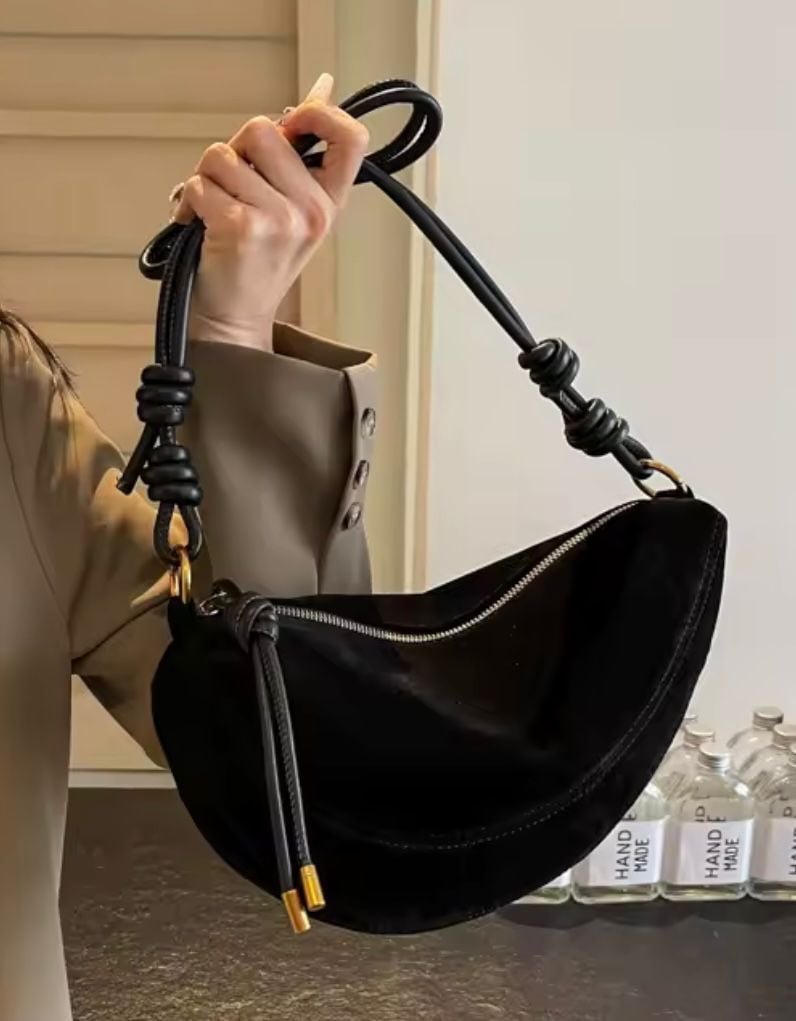 Faux Suede Saddle Bag