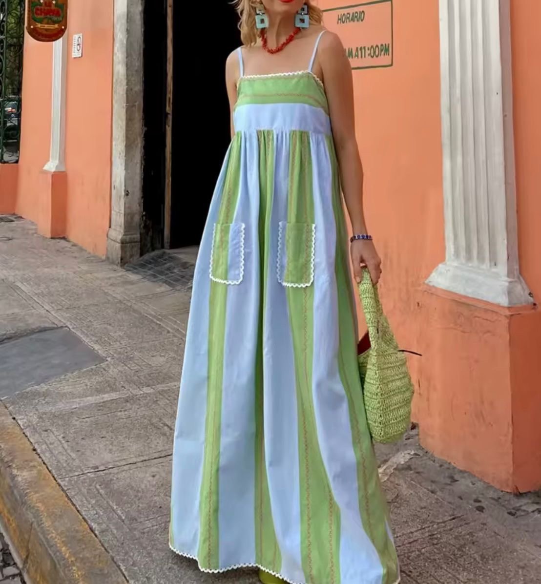 Amalfi Striped Dress💚💙