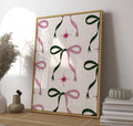 Bow green/pink print