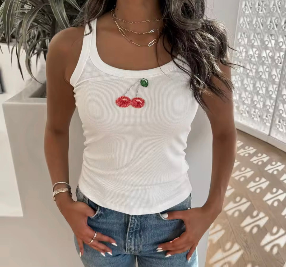 Cherry beaded vest