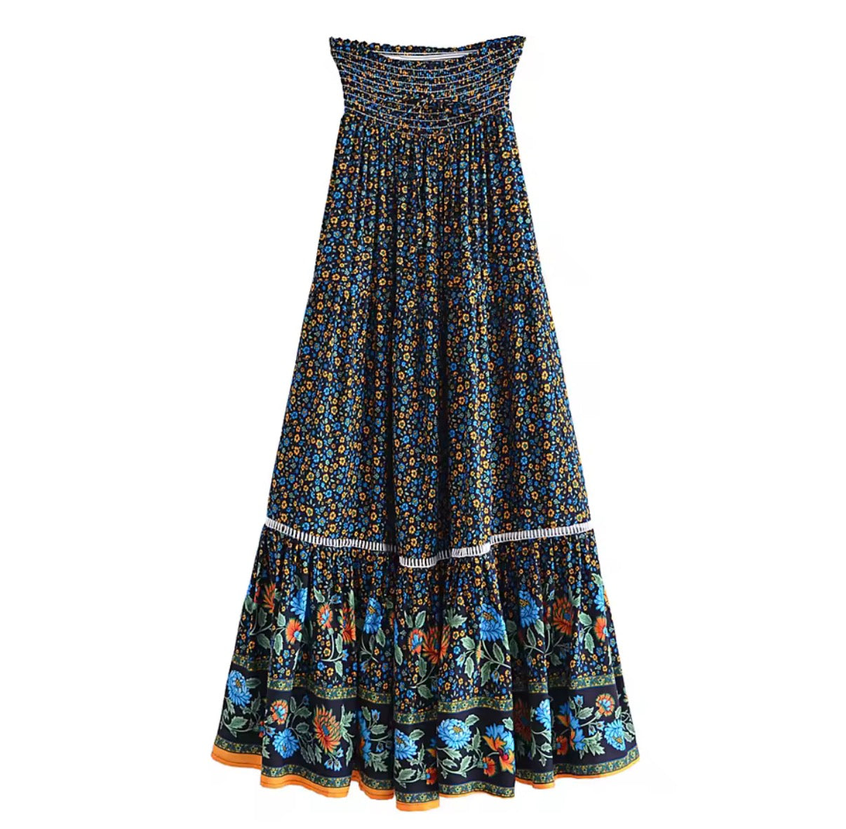 Floral maxi skirt blue