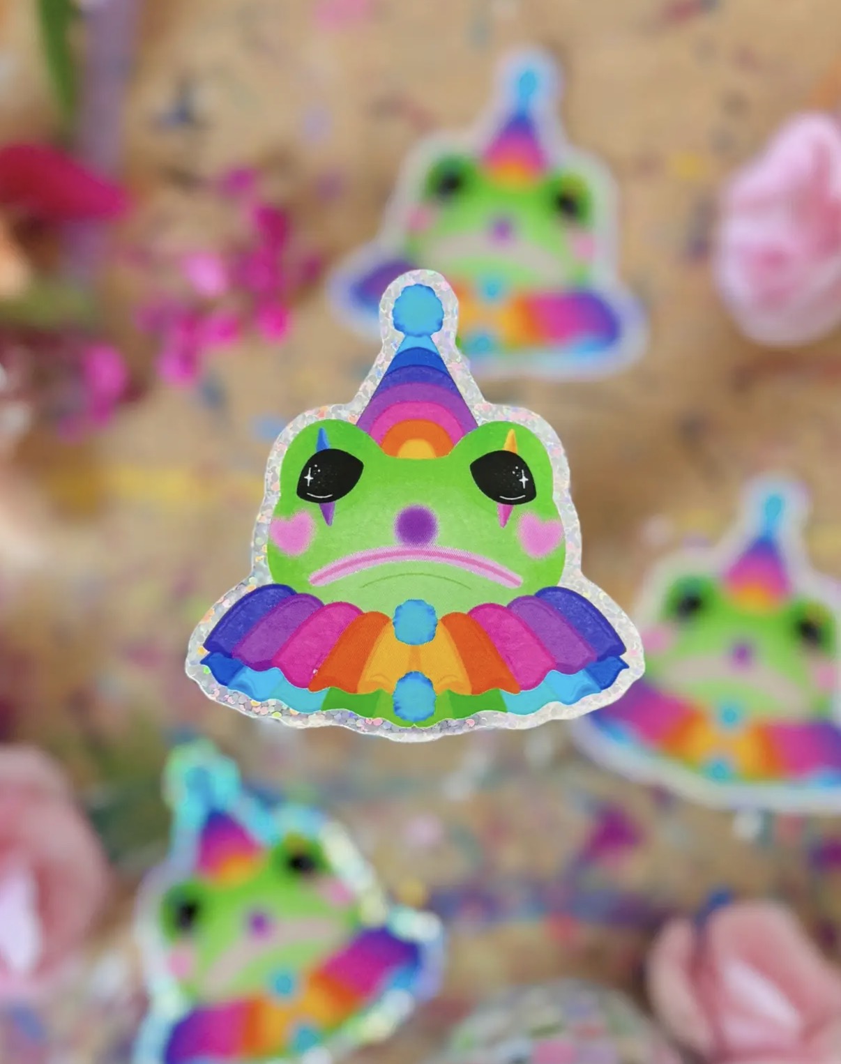 Clown frog sticker