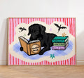 Black dog reading print