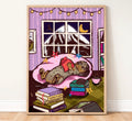 Sausage dog reading print