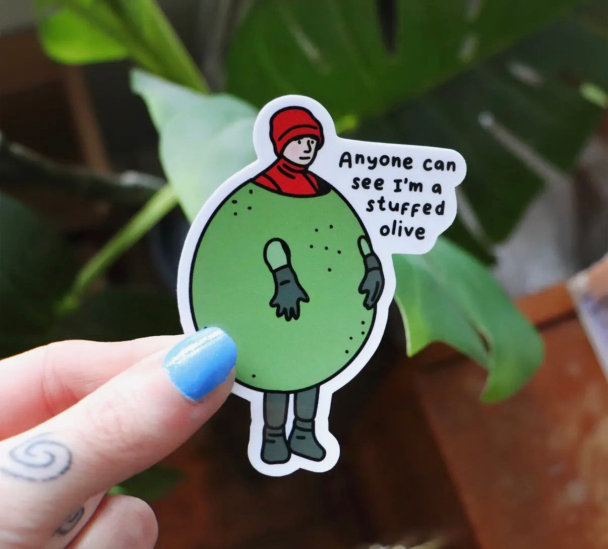 Stuffed olive sticker