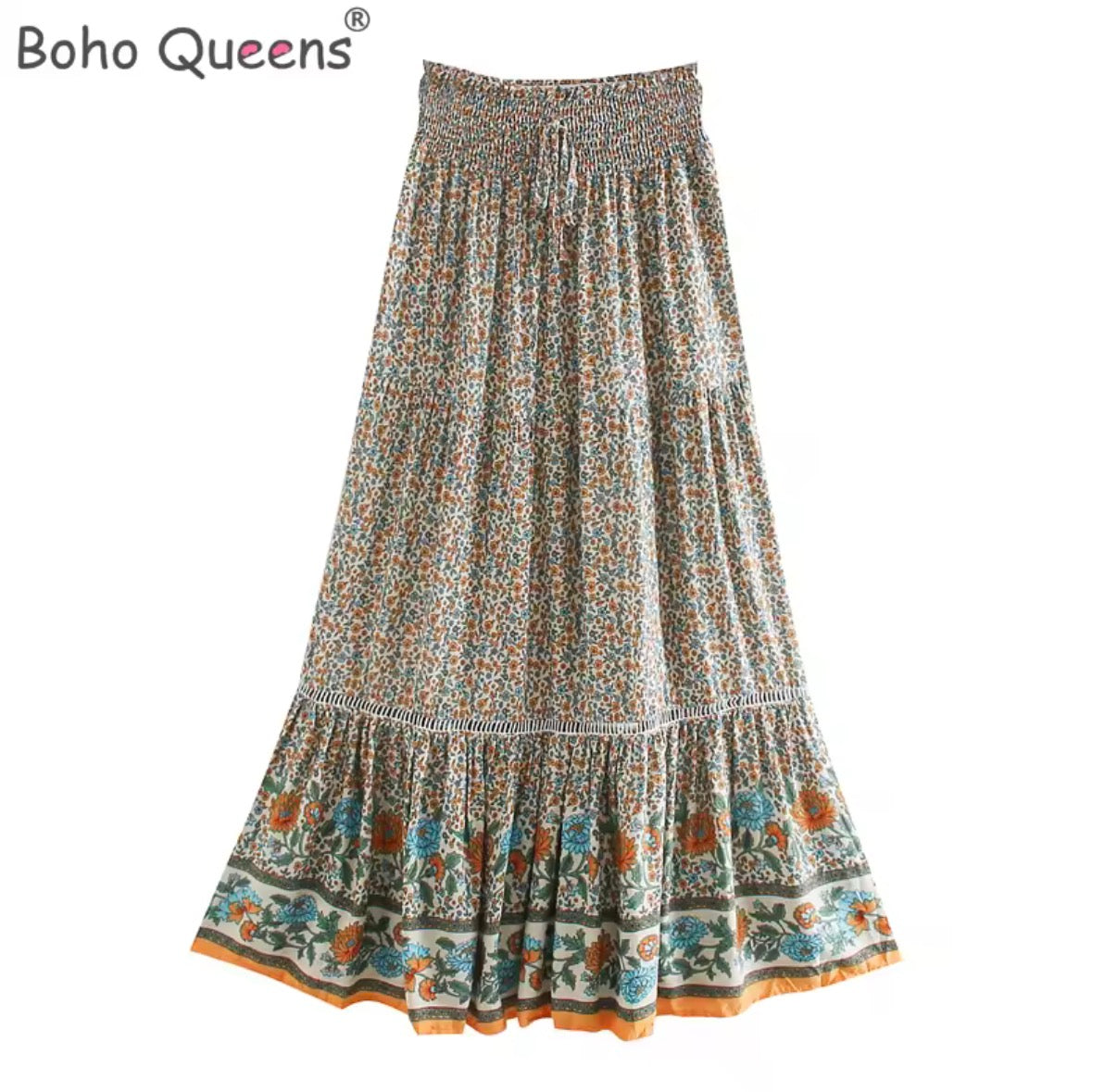 Floral maxi skirt cream