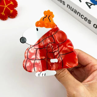Red Puffer Snoopy Claw Clip