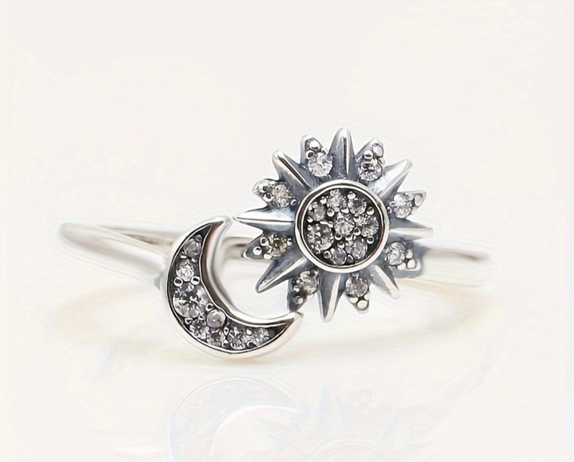 925 Silver Moon and Stars ring
