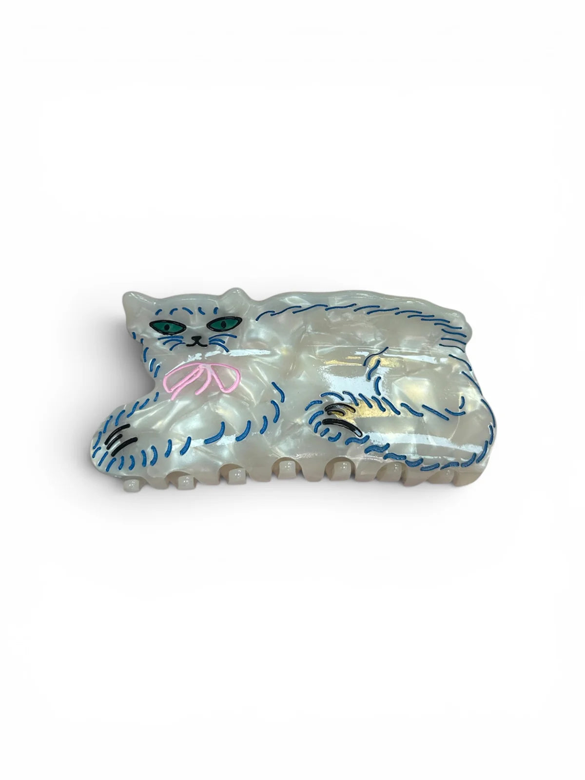 White Cat Claw Clip