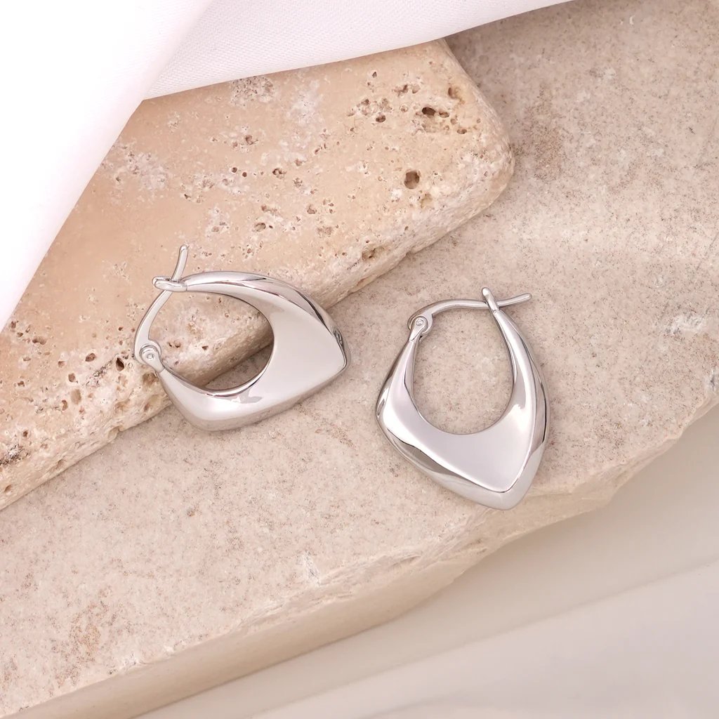 Oblong hoop earrings 925 silver