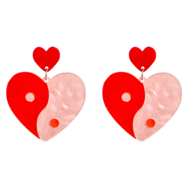 Heart yin and yang acrylic earrings 💕