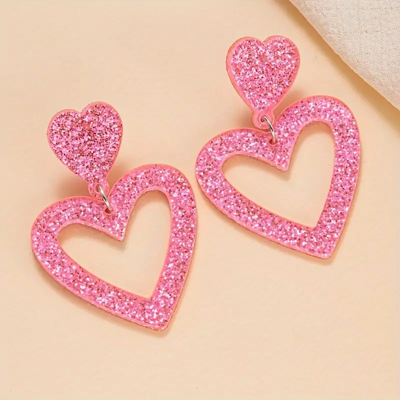 Sparkle heart acrylic earrings 💖