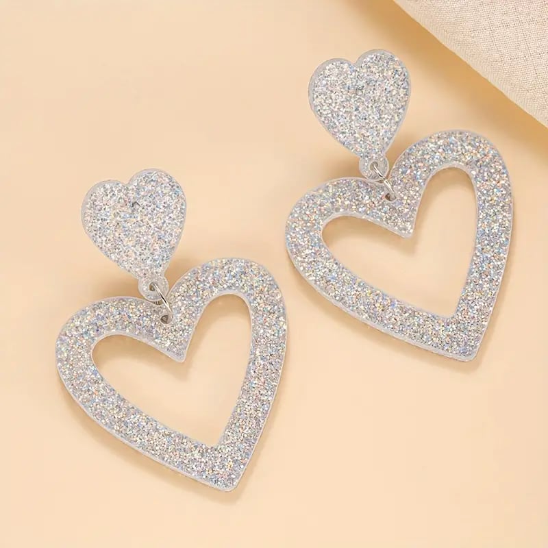 Sparkle heart acrylic earrings 💖