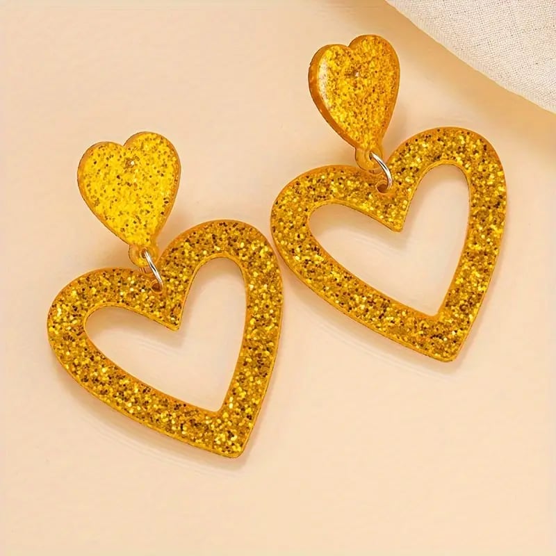 Sparkle heart acrylic earrings 💖