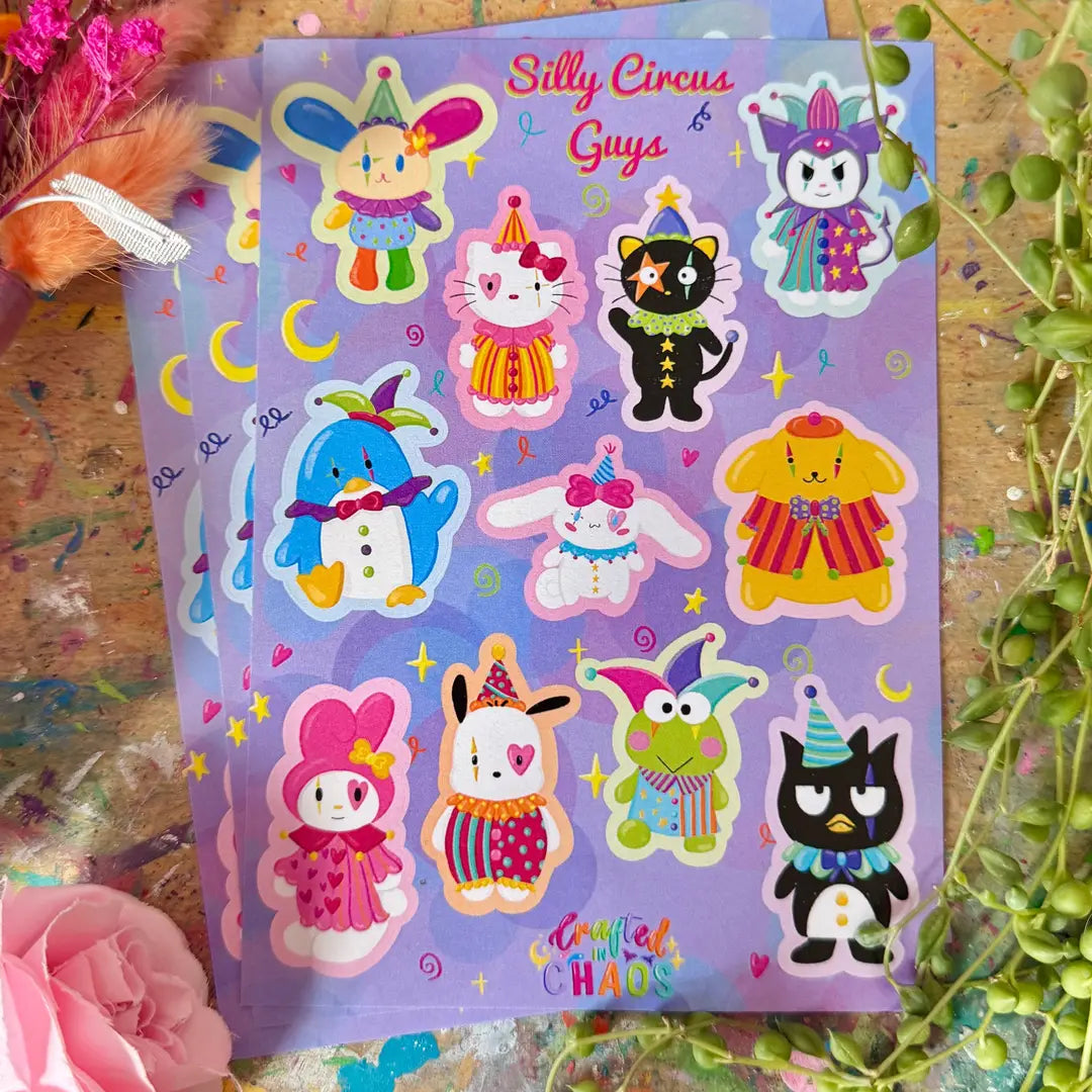 Silly circus guys Sticker sheet