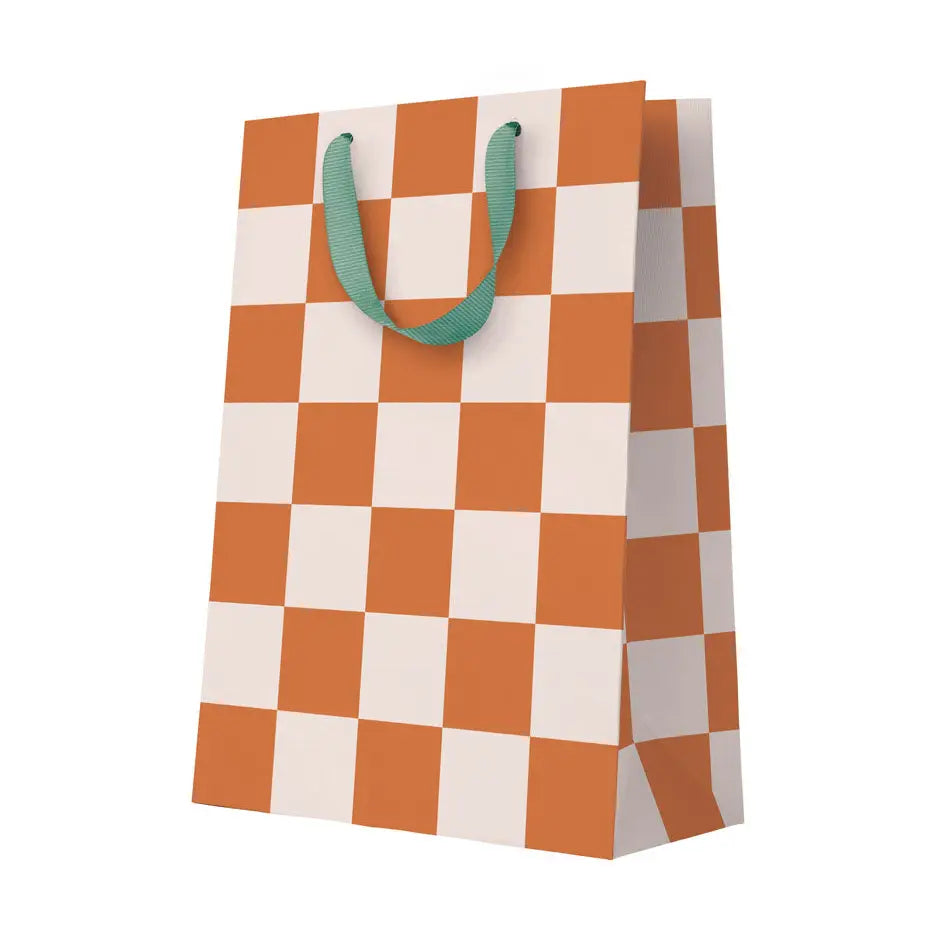 Burnt Sienna Checkerboard Large Gift Bag
