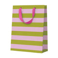 Pink & Green Striped Medium Gift Bag