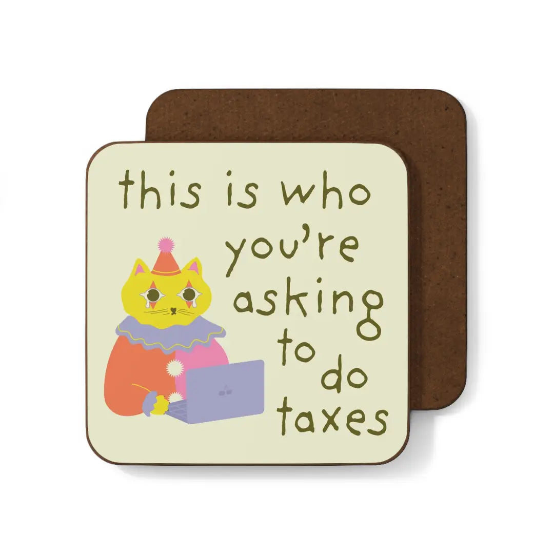 Clown Cat taxes Coaster