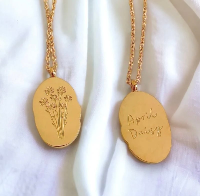 Gold birth flower pendants