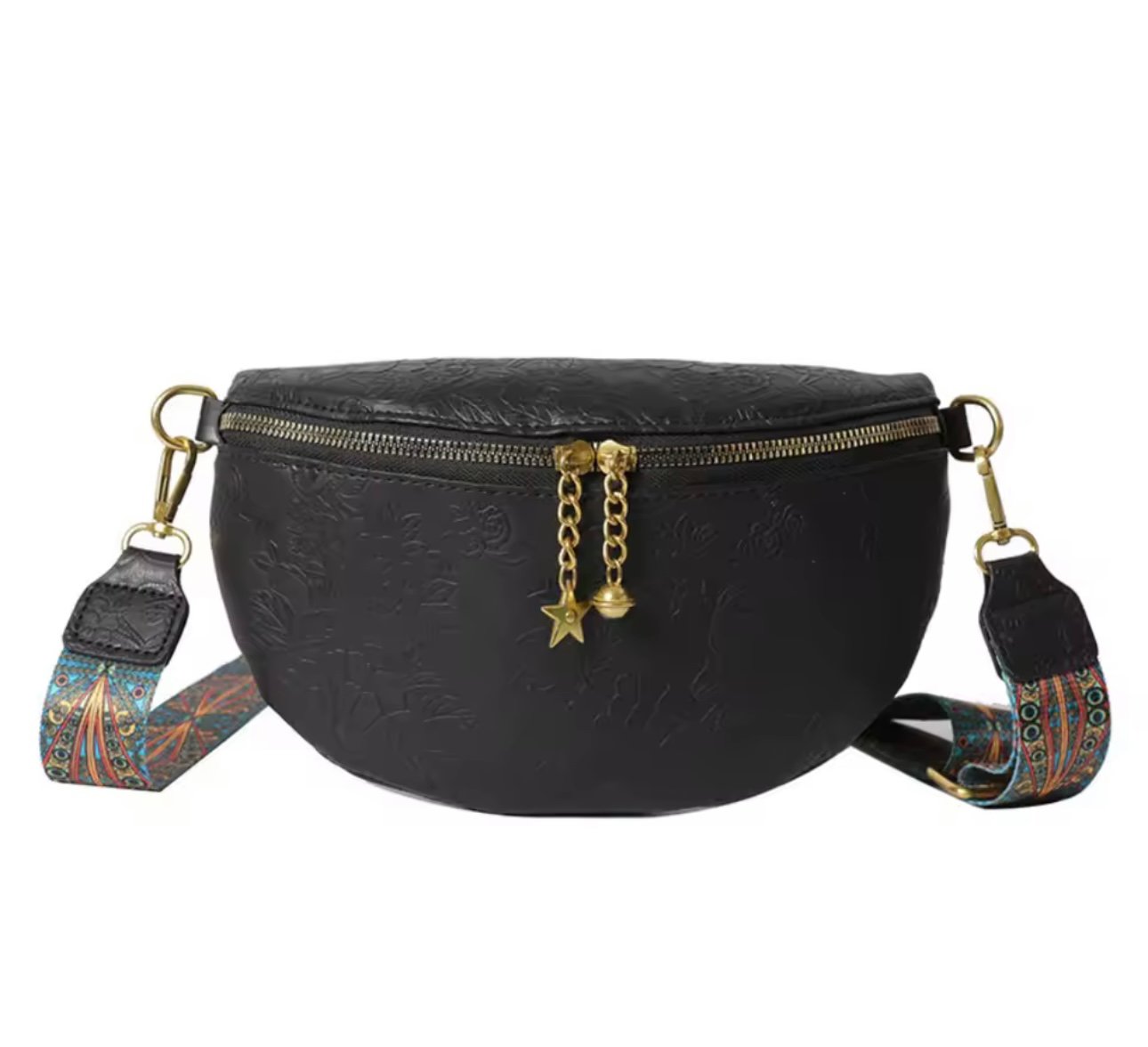 Faux Leather Embroidered Bum Bag