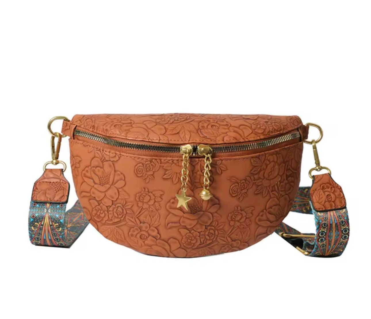 Faux Leather Embroidered Bum Bag