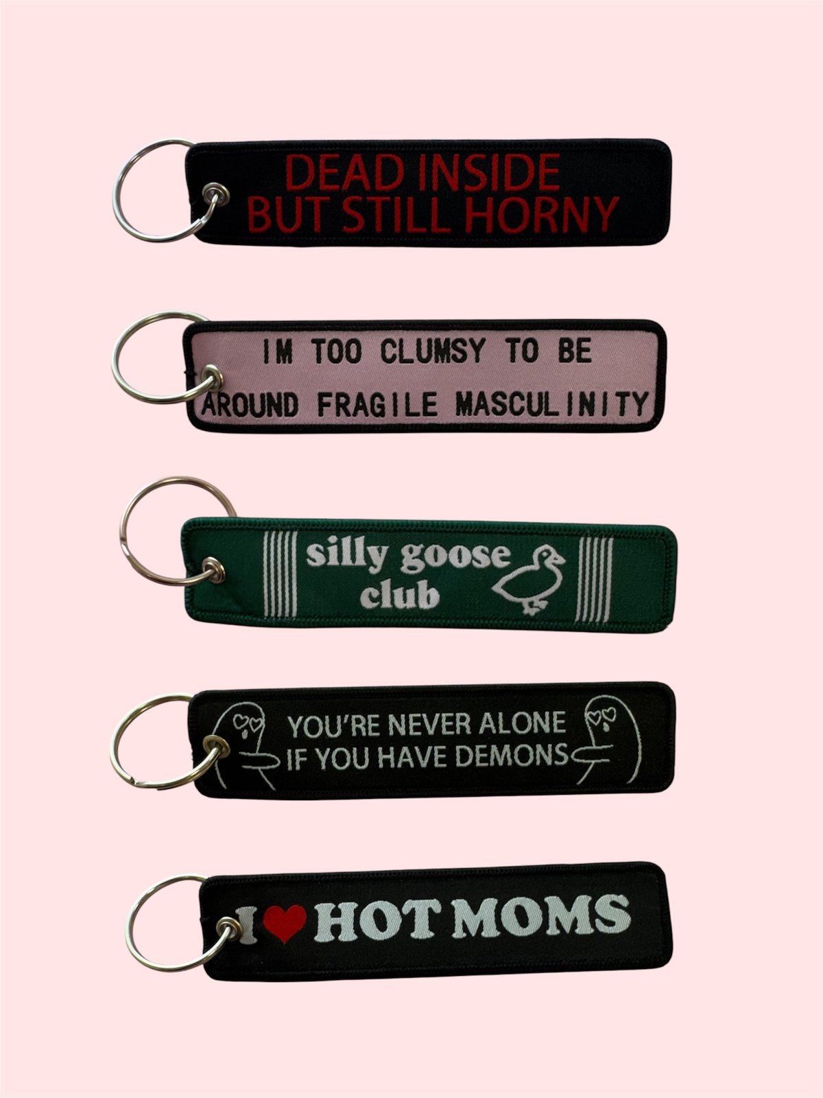 Slogan Fabric Keyring