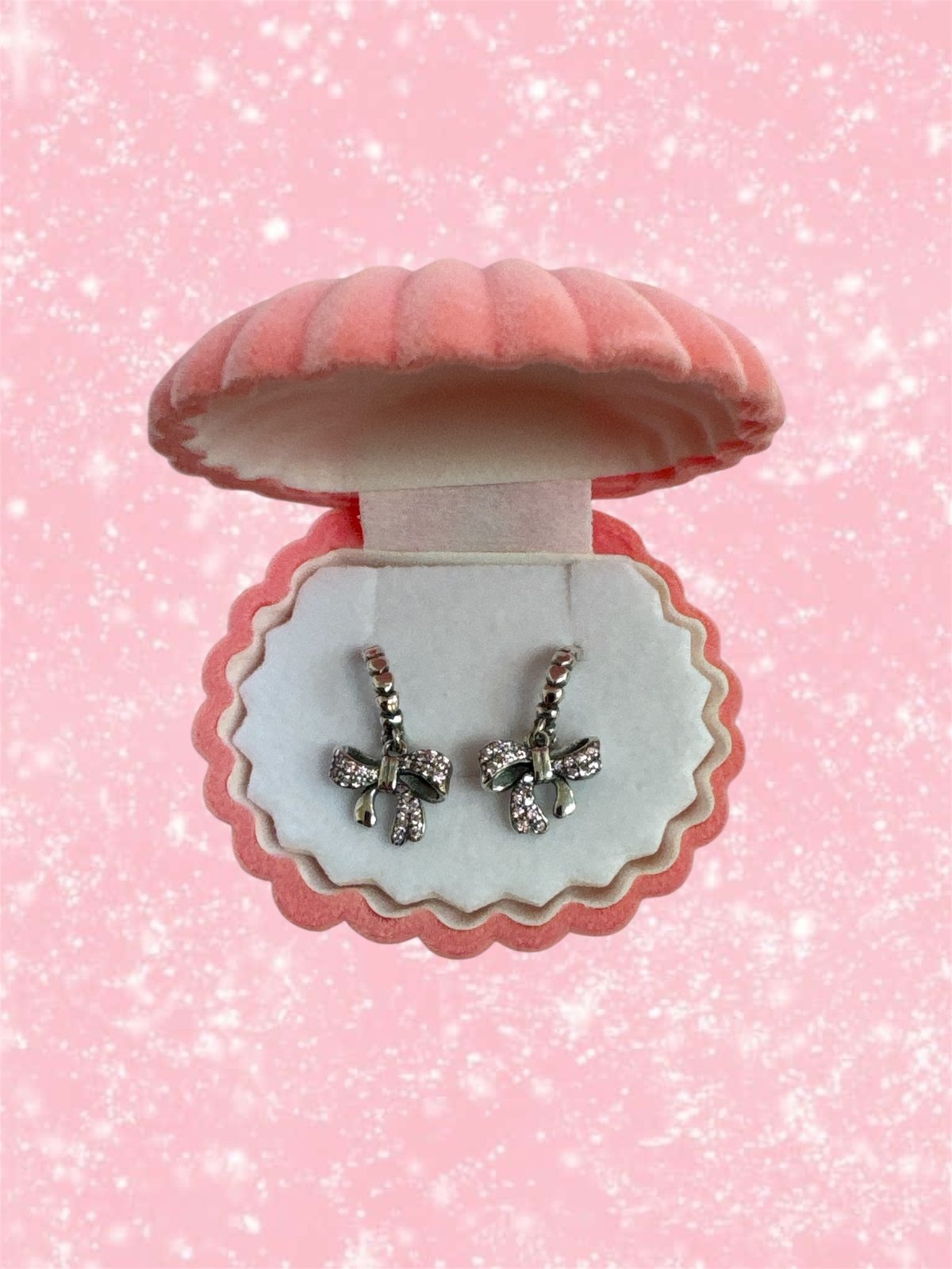 Pink Bow Hoop Earrings 🎀