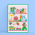 Iris Otto shelving print