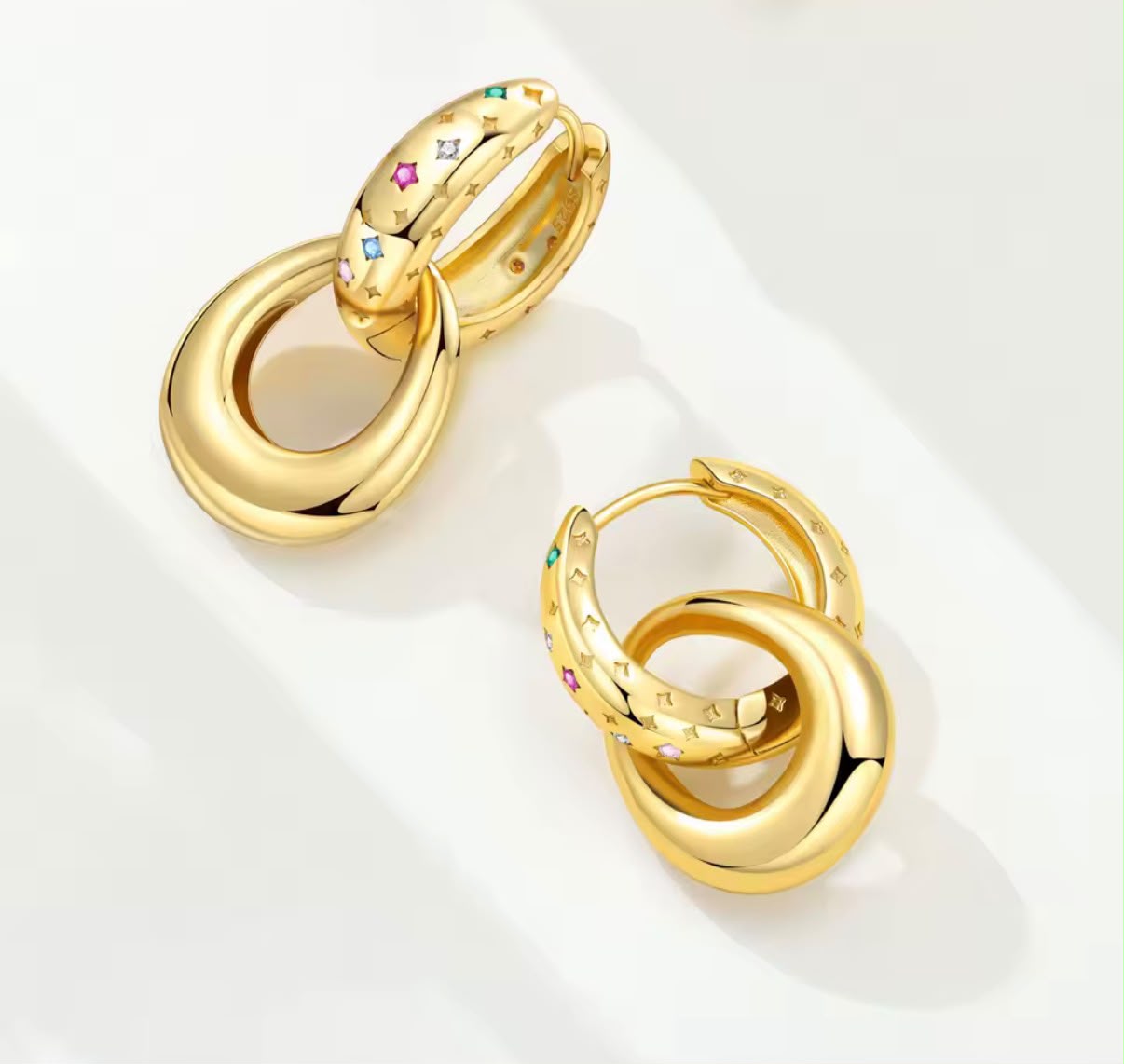 Embellished Dangle Hoops