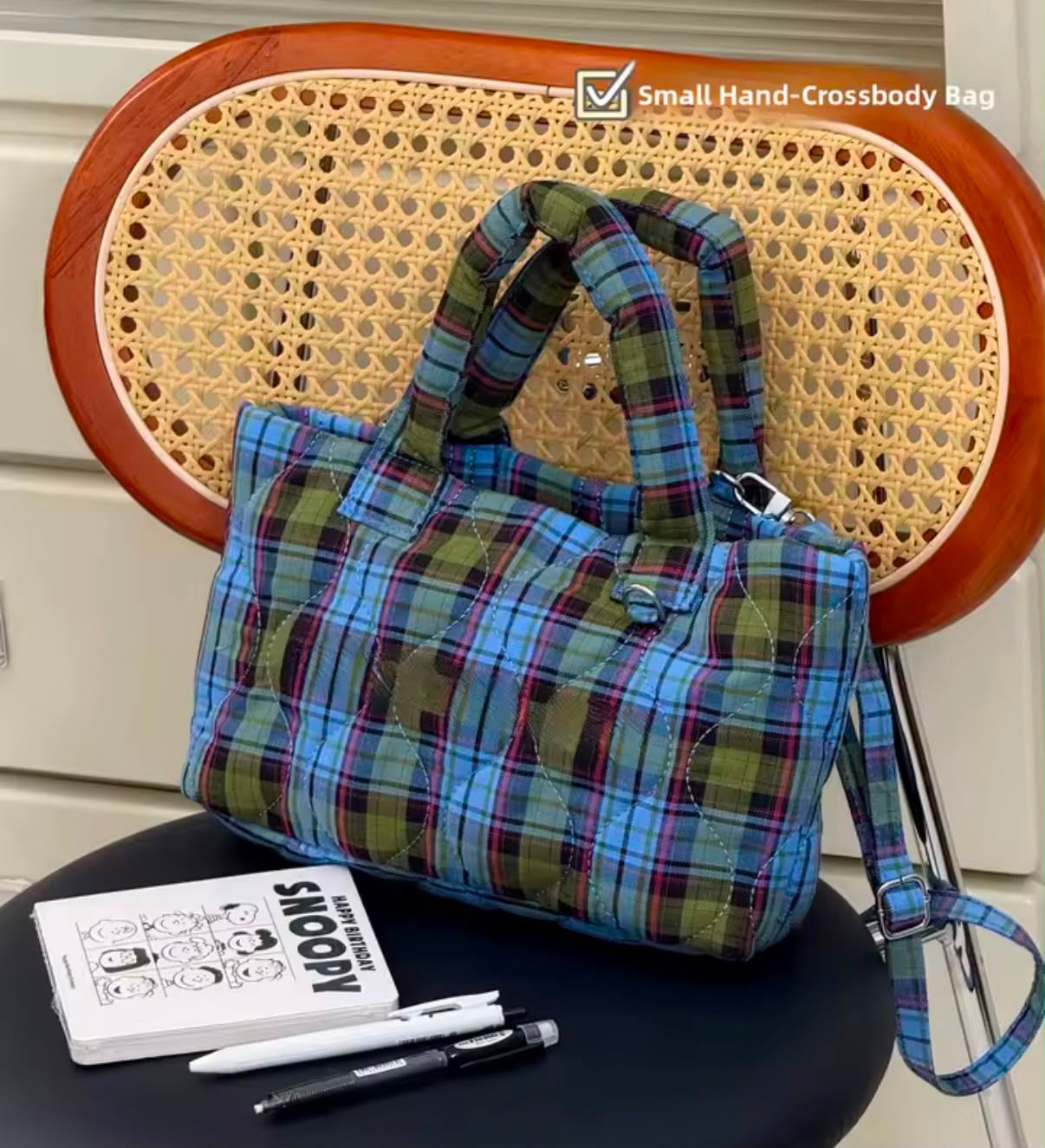 Blue tartan bag