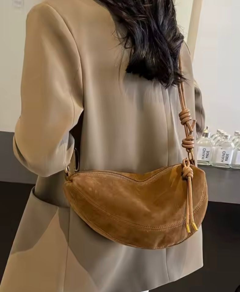 Faux Suede Saddle Bag
